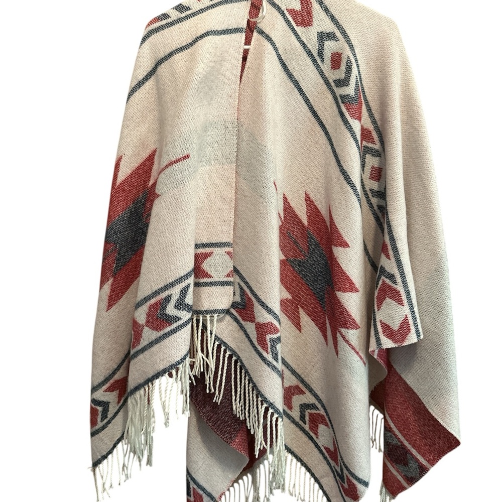 Garage Red and Cream Poncho